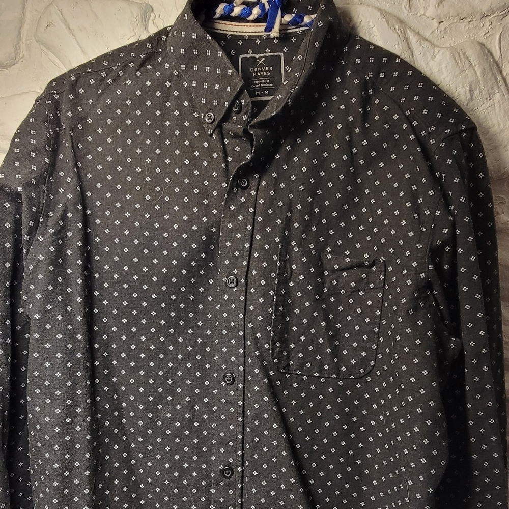Denver Hayes casual button down men's medium black shirt